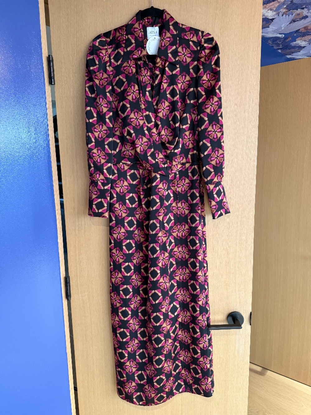 MISA Los Angeles Printed Long Sleeve Maxi Dress | Size X-Small